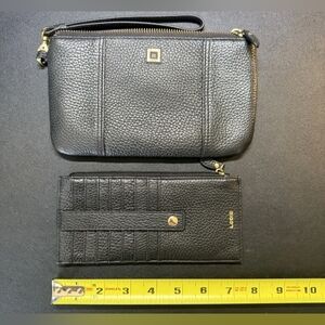 Pebbled Genuine Leather Wristlet Clutch Wallet Lodis Matching w/ Card Holder